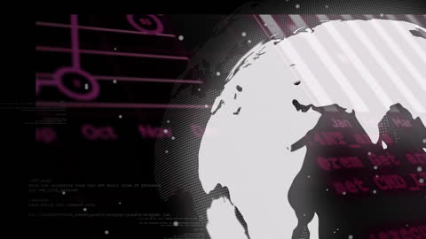 Animated Globe Overlapping Digital Data background visual