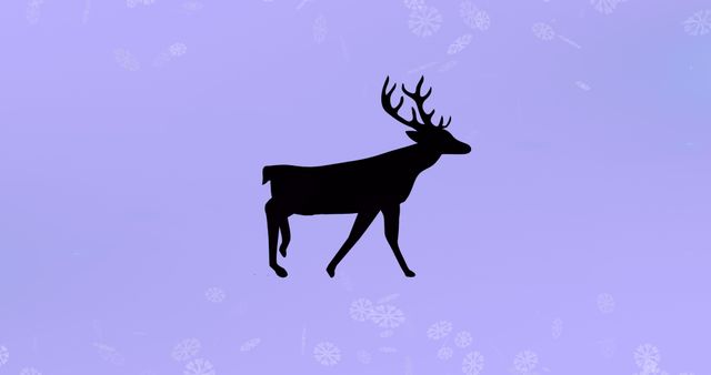 Reindeer Silhouette on Snowflake Patterned Purple Background - Download Free Stock Images Pikwizard.com