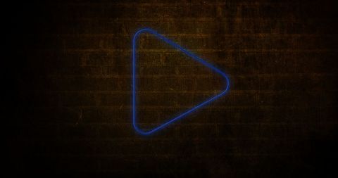 Neon Blue Arrow Symbol on Dark Brick Backdrop
