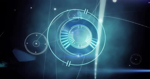 Futuristic Digital Interface with Scanning and Network Connections