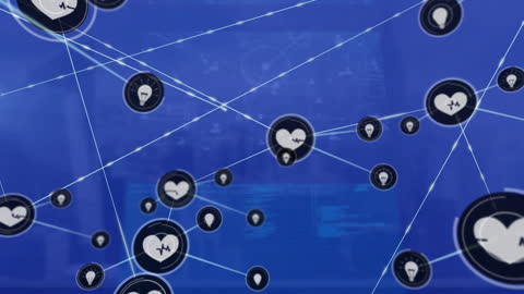 Digital Financial Network with Data Processing Icons