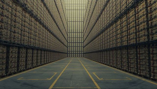 Vast Warehouse Interior with Organized Pallet Racks