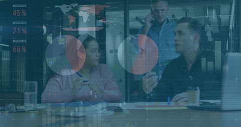 Innovative business team analyzing data results in modern workspace