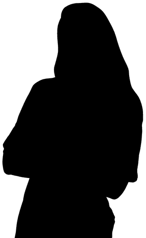 Digital silhouette of female bust on transparent background