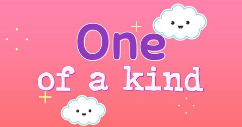 One of a Kind Quotes with Kawaii Clouds for Motivation - Download Free Stock Images Pikwizard.com