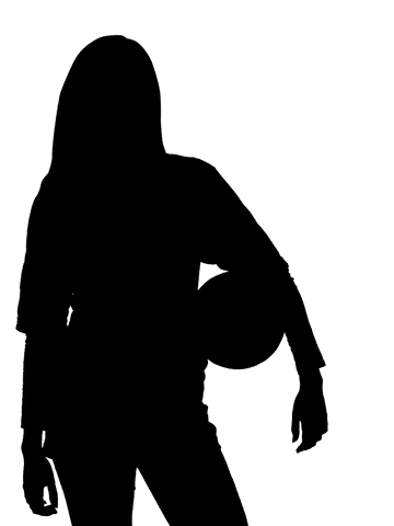 Silhouette of woman holding ball in transparent background