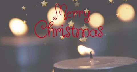 Merry Christmas Greeting with Candle and Stars - Download Free Stock Images Pikwizard.com