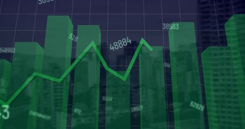 Dynamic Financial Statistics with Cityscape Overlay - Download Free Stock Images Pikwizard.com