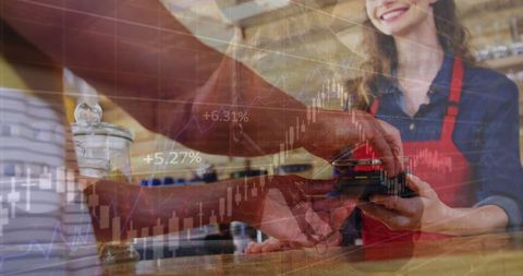 Customer transaction complex with financial data overlay