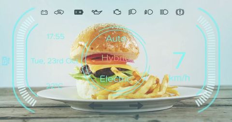 Cheeseburger with Fries and Automotive Digital Interface