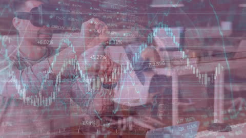 Business Professionals Analyzing Financial Data with VR Technology