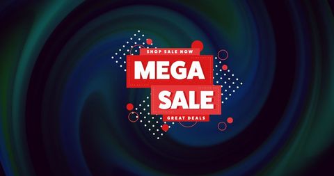 Mega Sale Banner on Abstract Blue Gradient Background
