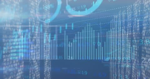 Digital Financial Data with Blue Statistical Graphs Background