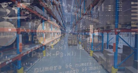 Futuristic Warehouse with Data Overlay - Download Free Stock Images Pikwizard.com