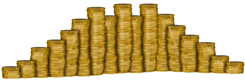 Stacks of golden coins transparent background png