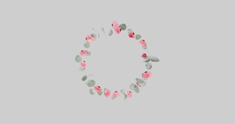 Whimsical Floral Circle Pattern on Tranquil Grey Background