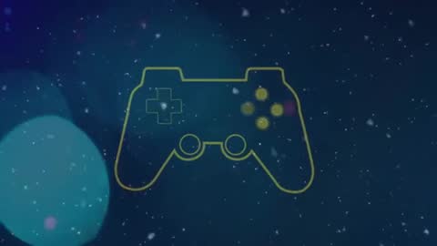 Glowing Game Controller Silhouette Against Starry Sky
