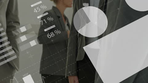 Business Professionals Shaking Hands Overlaid with Digital Data Graphics