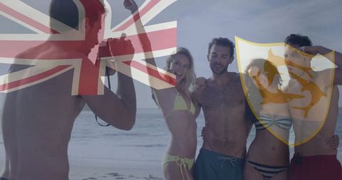 Friends Enjoying Summer Holiday Photo Shoot at Beach