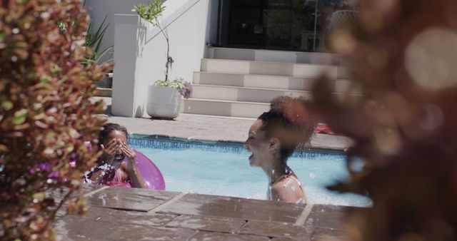 Children Playing and Laughing in Swimming Pool on Sunny Day - Download Free Stock Images Pikwizard.com