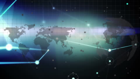 Digital World Map Connecting Data Points