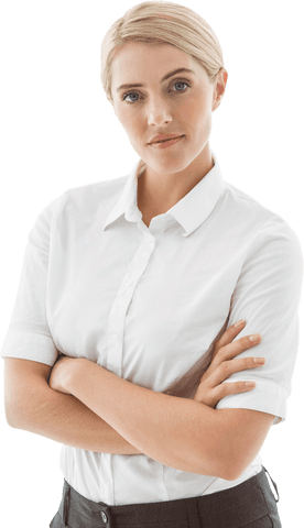 Confident Businesswoman in White Shirt on Transparent Background