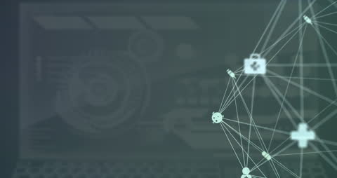 Digital Network of Medical Icons with Data Interface