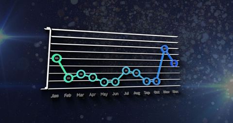 Futuristic Line Chart with Starry Background and Flare Effects