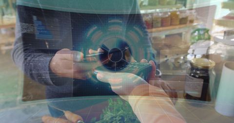 Contactless Smartphone Payment at Grocery Store