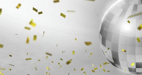Disco Ball with Golden Confetti Celebrates in Futuristic Style
