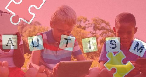 Autism Awareness Concept with Children Using Tablets - Download Free Stock Images Pikwizard.com