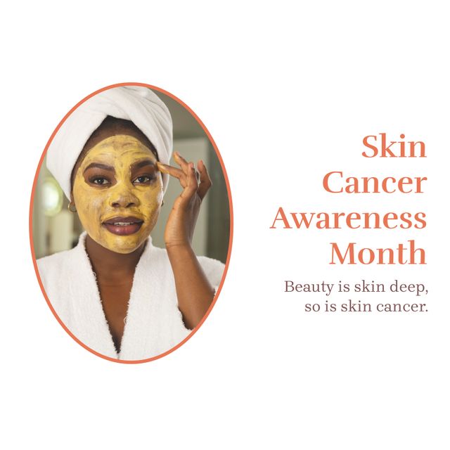 African American Woman Supporting Skin Cancer Awareness Month with Face Mask - Download Free Stock Templates Pikwizard.com