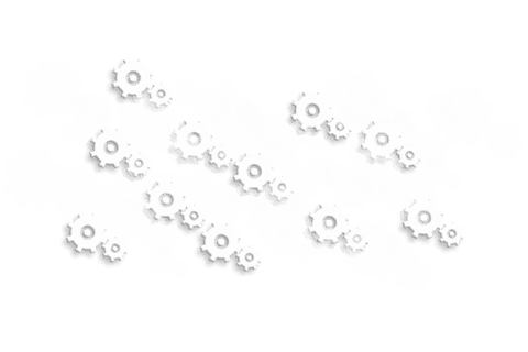 White Mechanical Gears on Transparent Background Simple Design