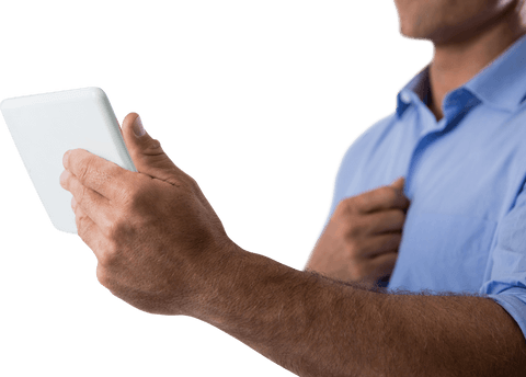 Businessman Using Tablet Transparent Background Close-Up - Download Free Stock Videos Pikwizard.com