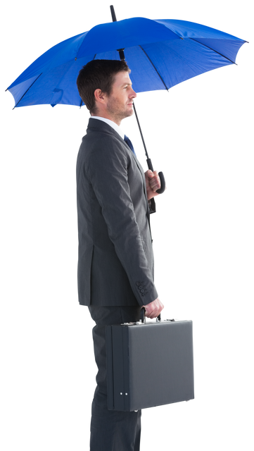 Transparent Businessman Holding Umbrella Briefcase Full Length Profile - Download Free Stock Videos Pikwizard.com