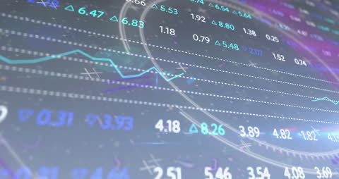 Digital Animation Displaying Financial Data in Blue