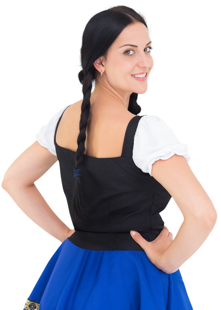 Transparent Young Woman Wearing Traditional Bavarian Attire and Smiling - Download Free Stock Videos Pikwizard.com