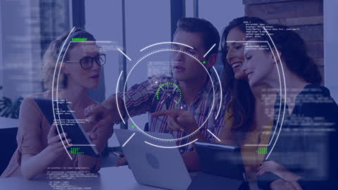 Corporate Team Analyzing Using Digital Technologies