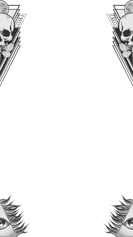 Gothic occult design with skulls on transparent background