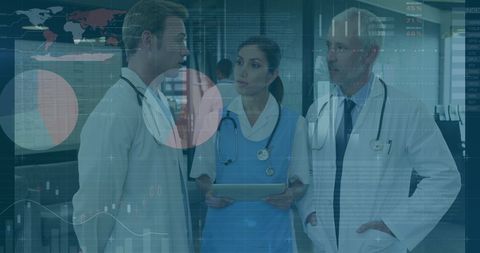 Medical Team Collaborating Amid Technology Overlay - Download Free Stock Images Pikwizard.com