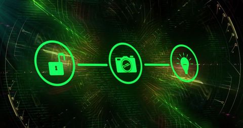 Cyber Network with Tech Icons and Abstract Patterns - Download Free Stock Images Pikwizard.com