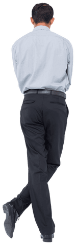 Transparent Back View Biracial Businessman Standing Isolated