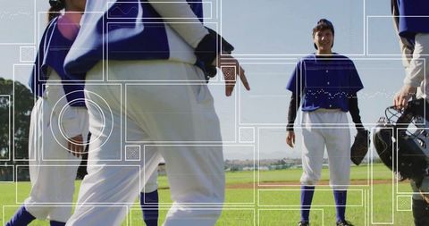 Youth Baseball Team on Field Expressing Camaraderie