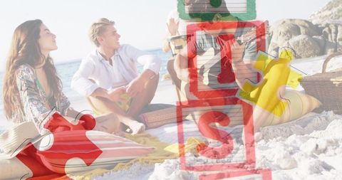 Autism awareness concept at beach gathering