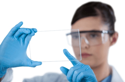 female scientist analyzing transparent glass in protective gear - Download Free Stock Videos Pikwizard.com