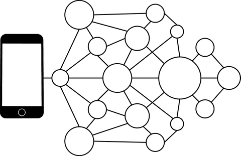 Digital transparent illustration of shapes and smartphone on png