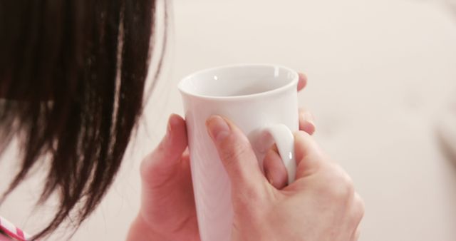 Woman Holding White Mug in Hands Close-Up - Download Free Stock Images Pikwizard.com