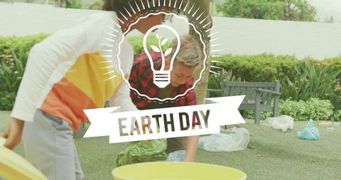 Children Cleaning Park Honoring Earth Day