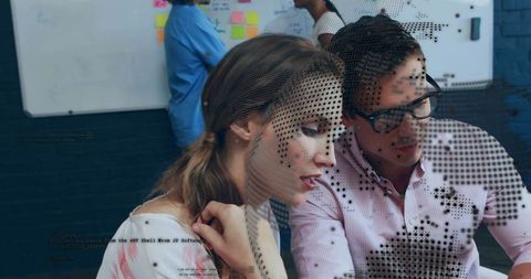 Team Engaged in Strategic Planning with Technology Overlay