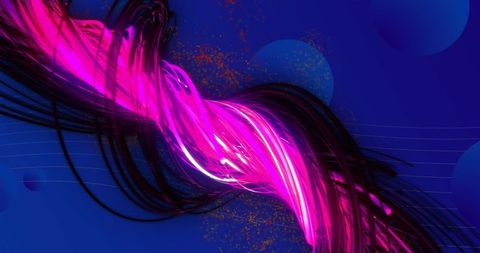 Abstract neon light streaks on blue background